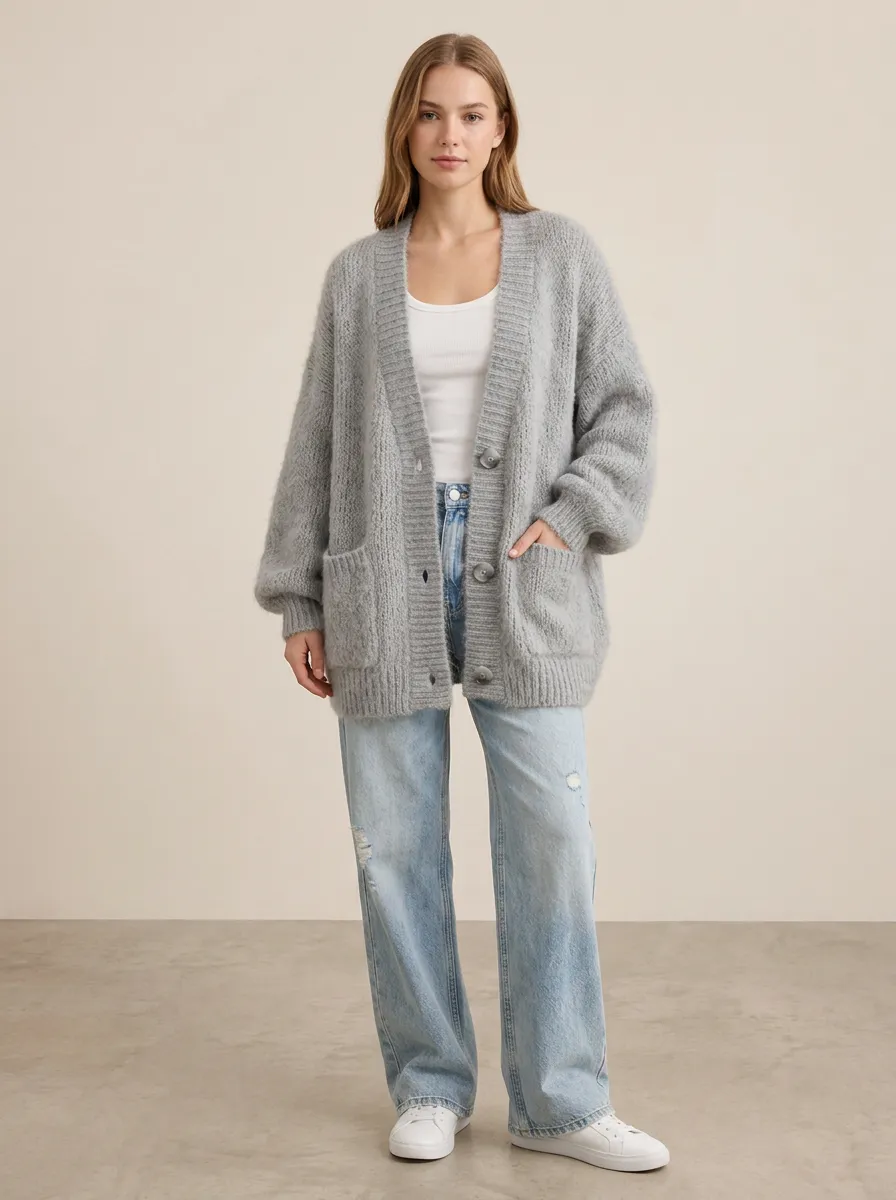 Women's V-Neck Button-Front Cardigan