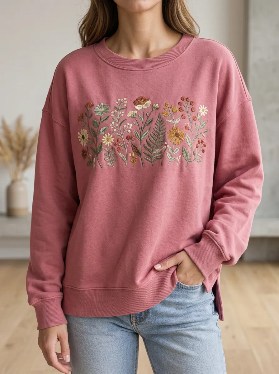 Women's Refined Printed Wildflower Crewneck Sweatshirt