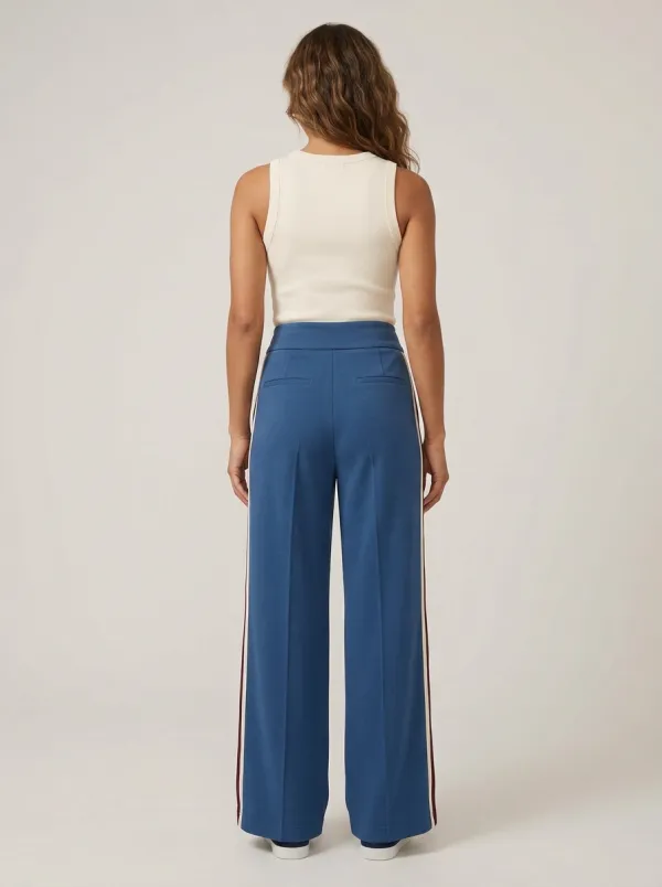Women's High-Rise Front-Pleat Side-Panel Wide-Leg Trousers