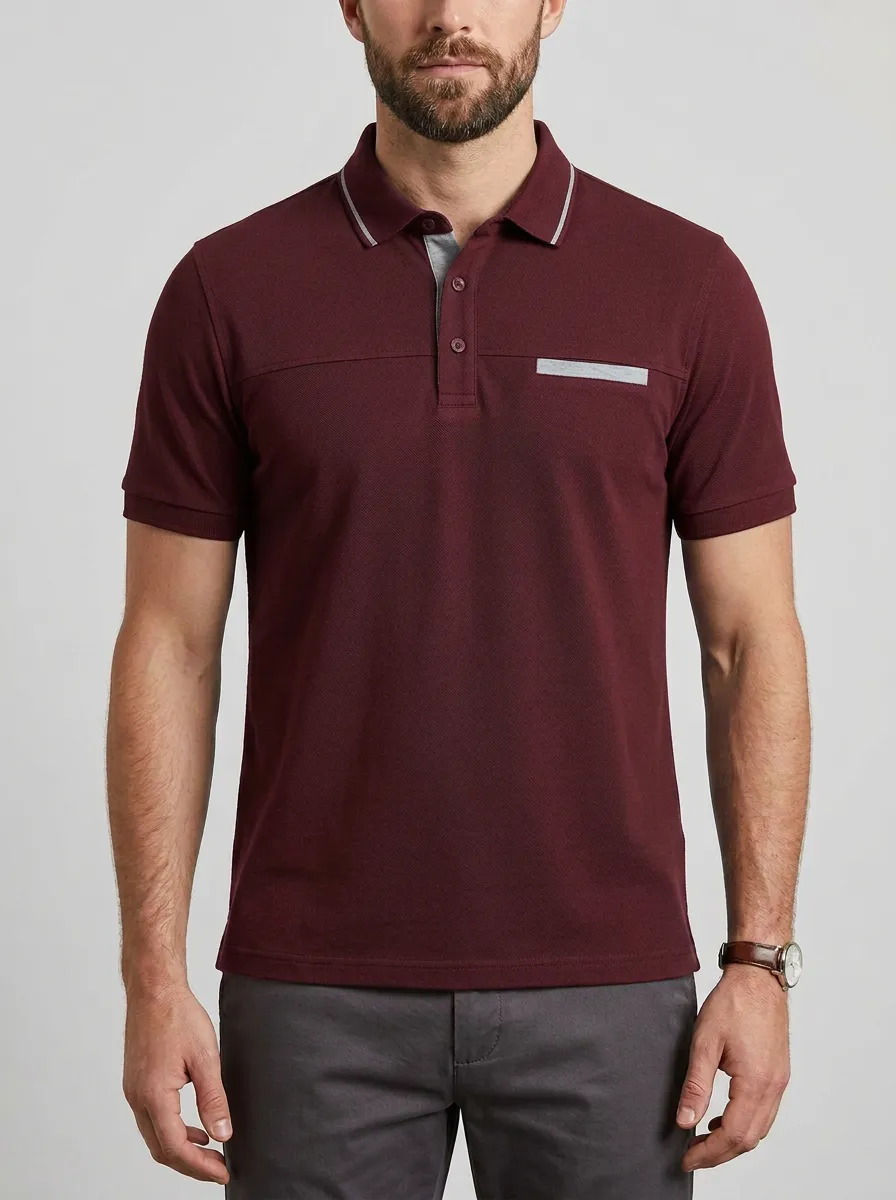 Men's Classic Relaxed Fit Contrast Trim Polo Shirt