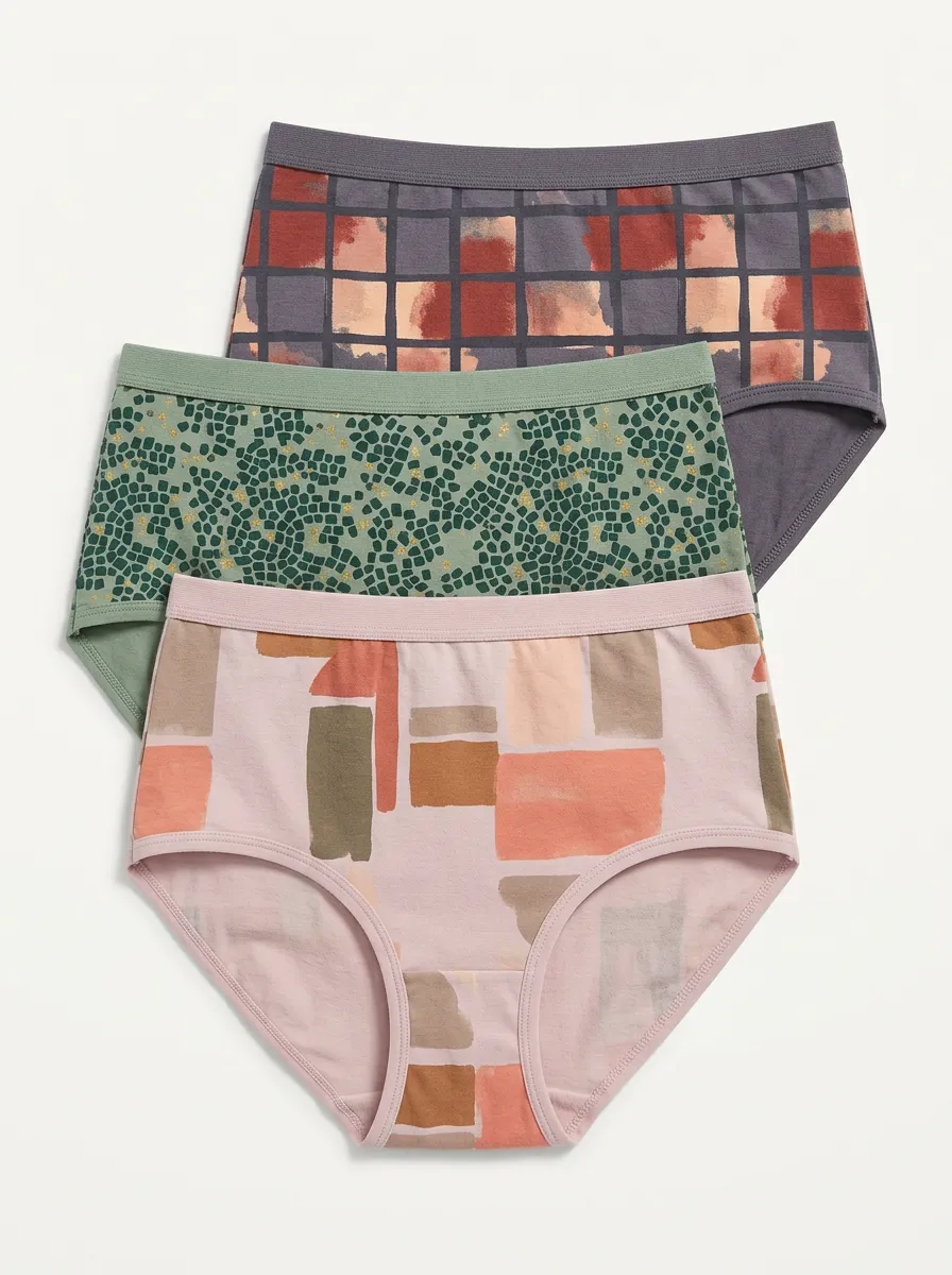 Women's Geometric Abstract Art Printed Three Pack Briefs Everyday Design