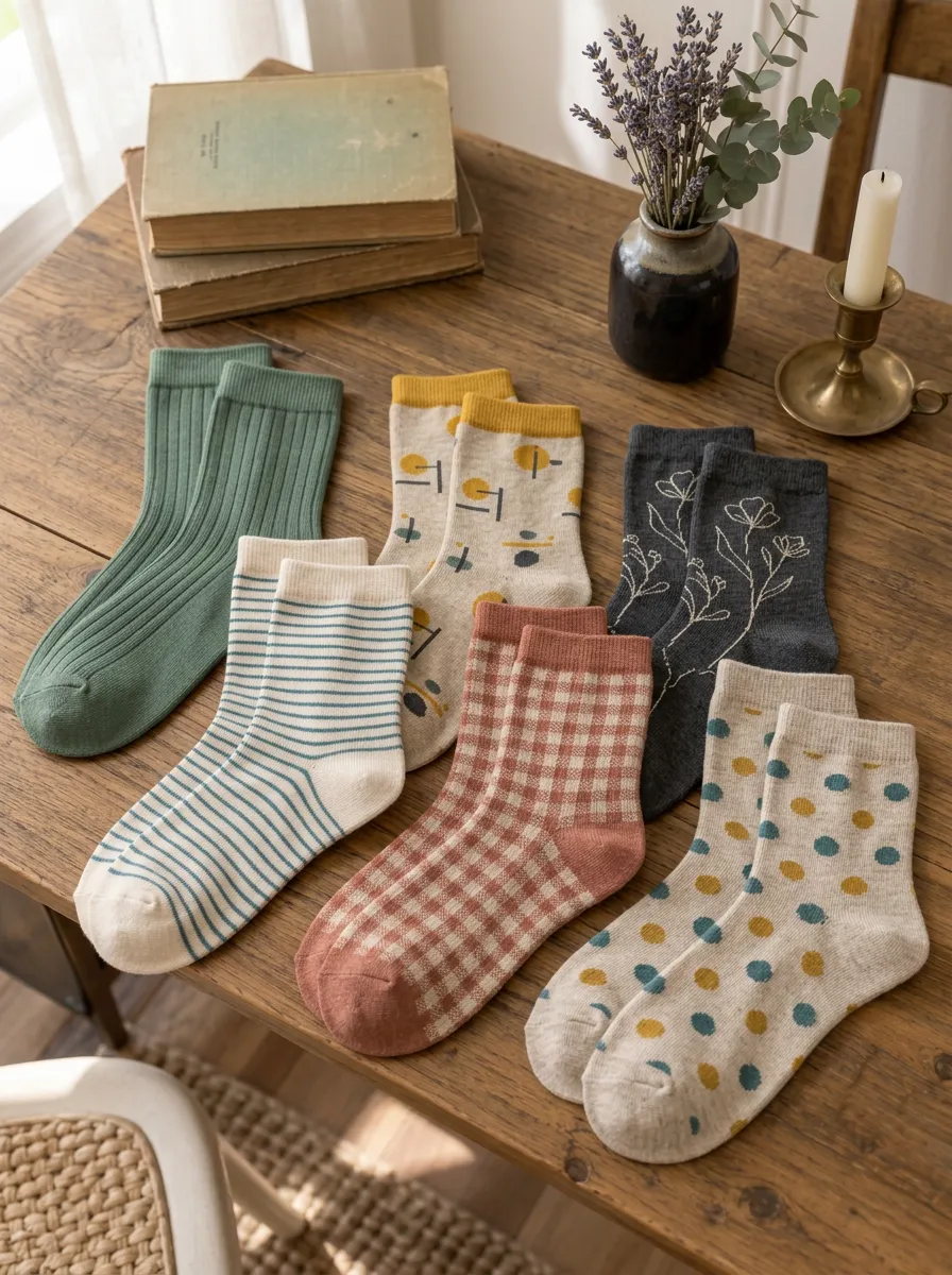 Women's Vintage Style Mixed Pattern Printed Socks 6-Pack