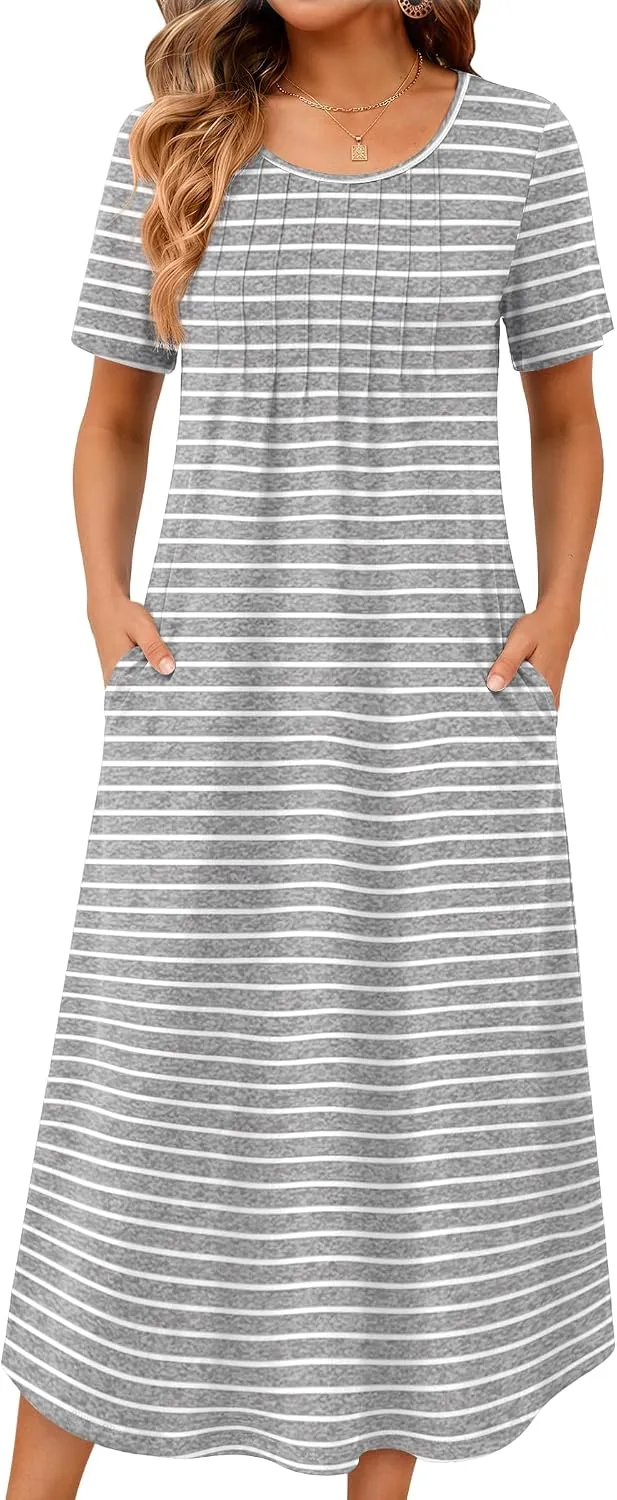 Ekouaer Cotton Nightgowns for Women Plus Size Moo Moos with Pockets