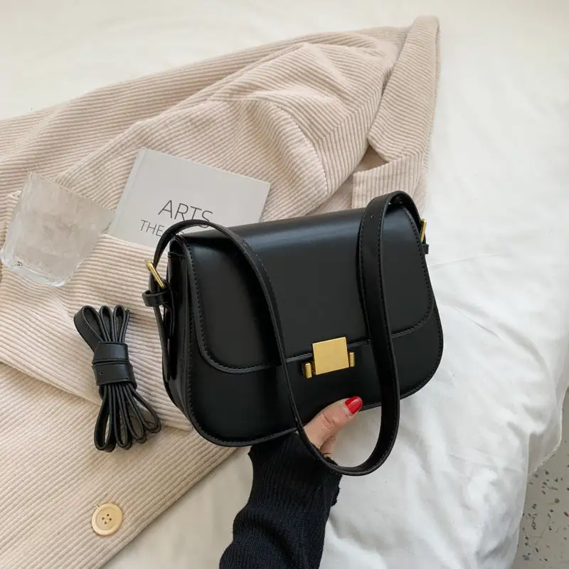 Structured Compact Faux Leather Square Crossbody Bag