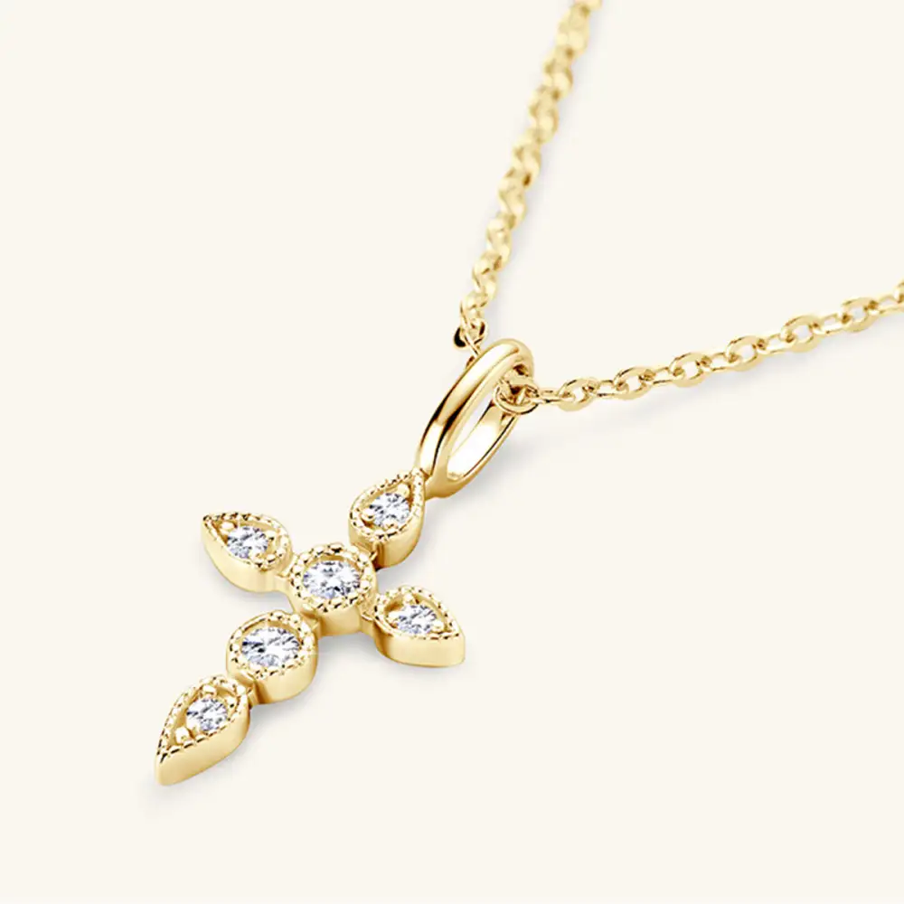 Sterling Silver Moissanite Cross Necklace