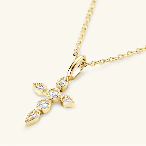 Sterling Silver Moissanite Cross Necklace