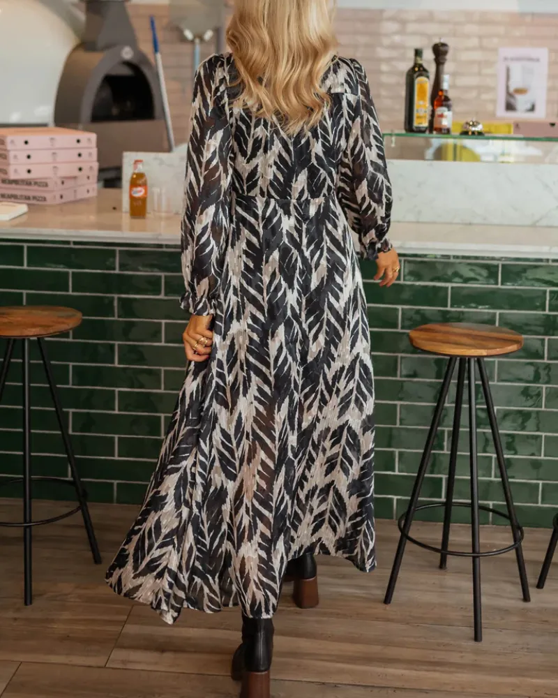 V-Neck Side Slit Midi Dress