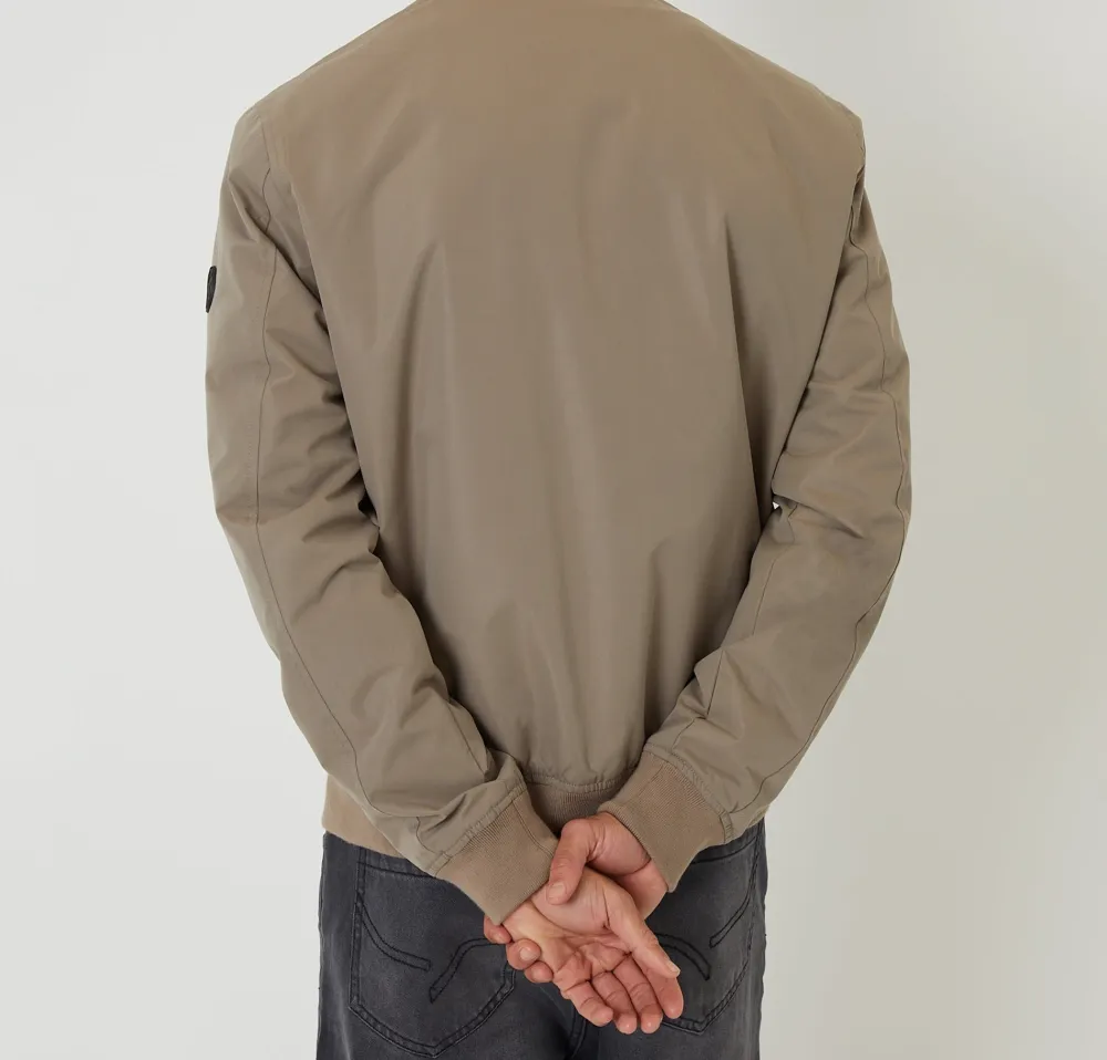 Taupe Funnel-Neck Zip Jacket
