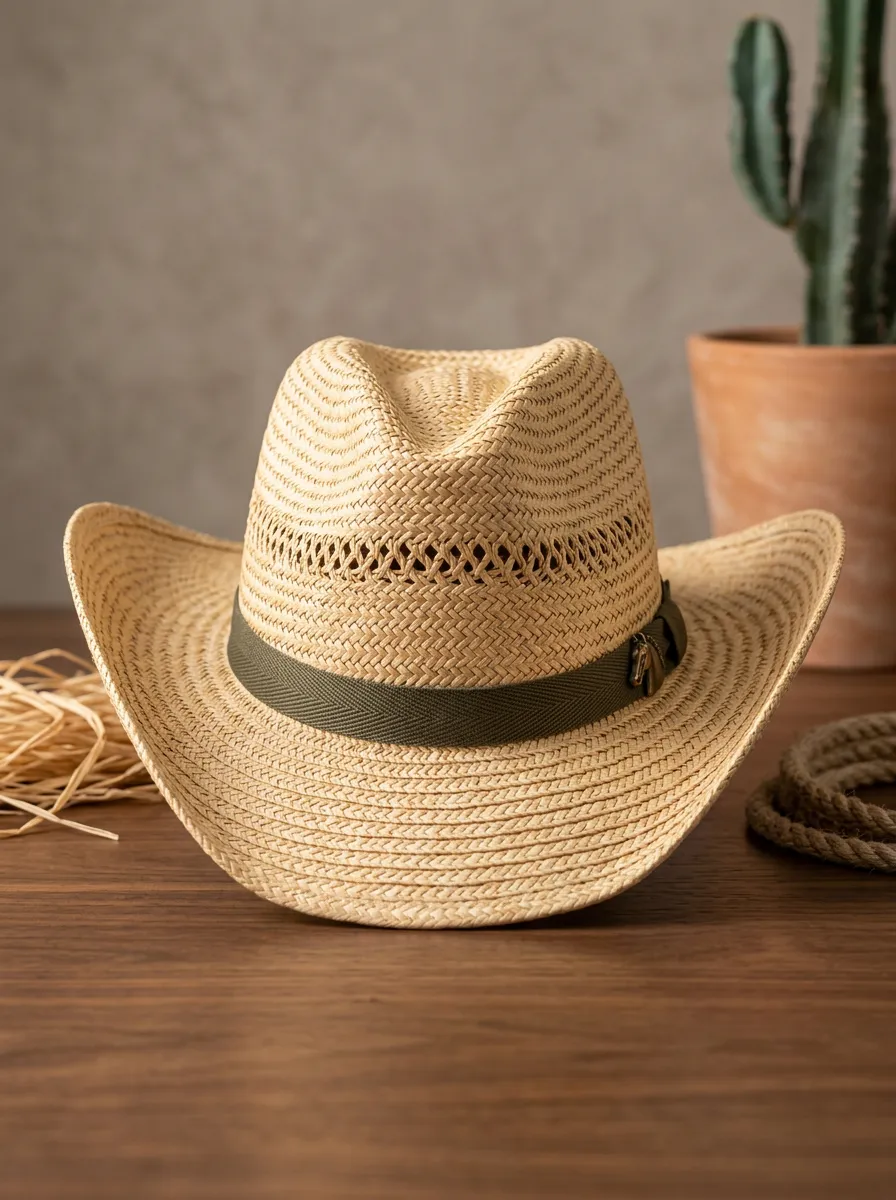 Unisex Band Detail Straw Cowboy Hat