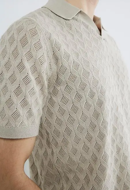 Men's Fashion Casual Stone Color Short Sleeve Polo Shirt Pure Cotton Short Sleeve