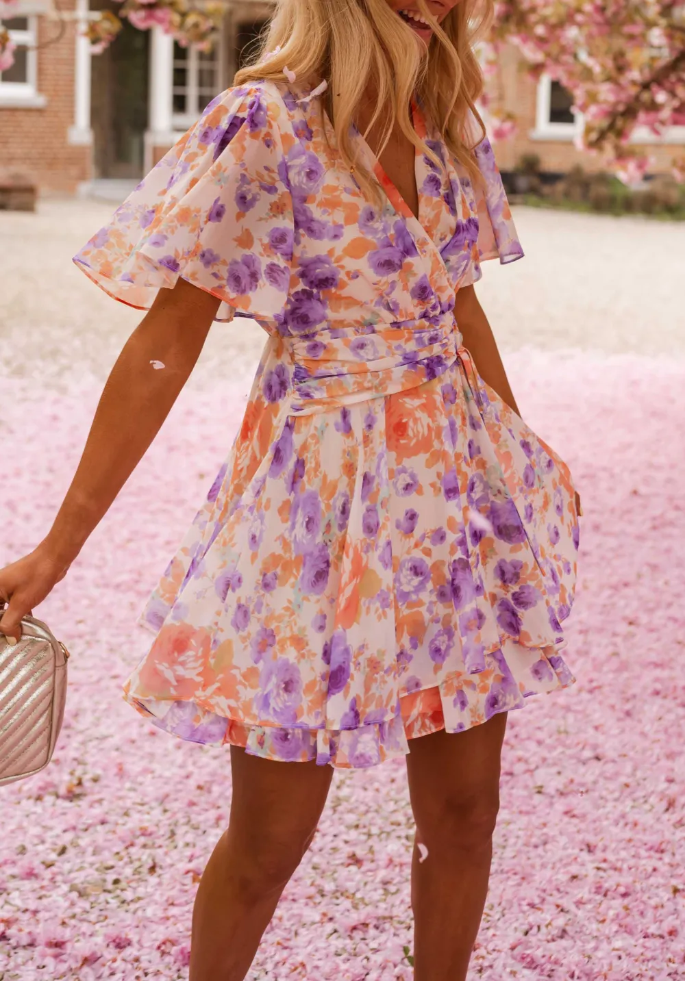 Floral Wrap Front Mini Dress