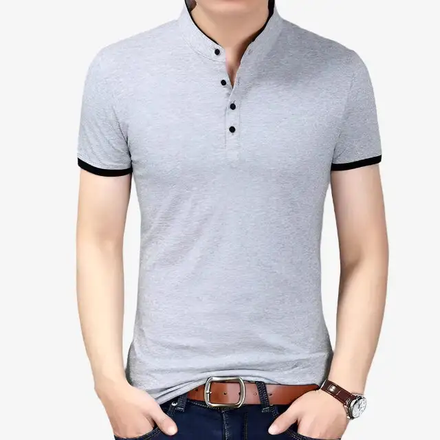 Classic Mandarin Collar Grandad Collar Polo Collar Polo Shirt