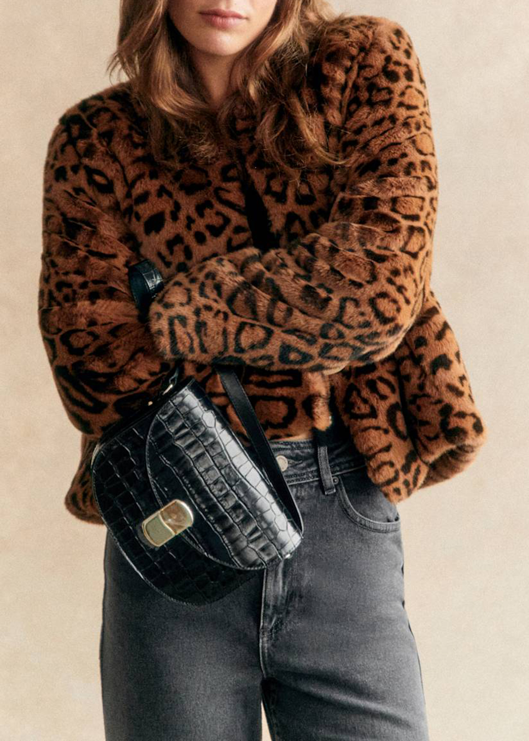 Leopard Print Faux Fur Short Coat