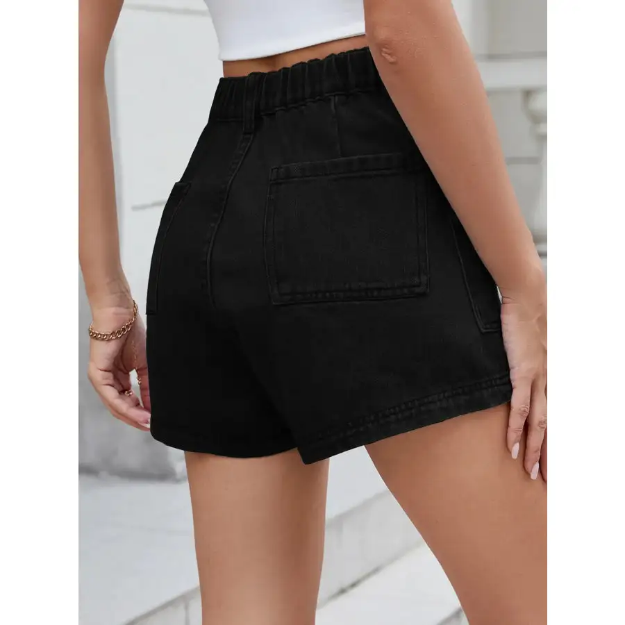 Everyday High Waist Pocketed Cargo Denim Shorts