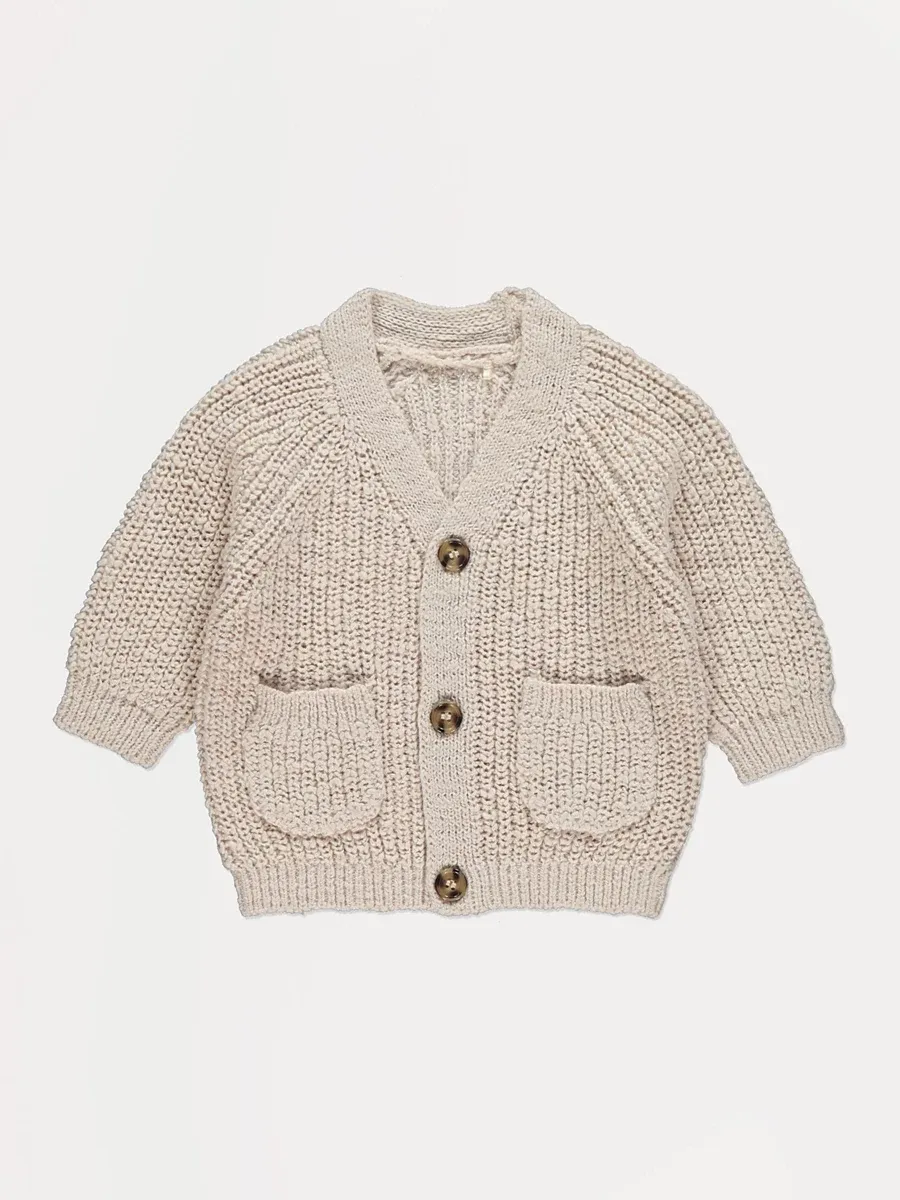 Neutral V Neck Knitted Cardigan
