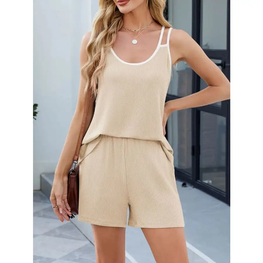 Double Spaghetti Strap Cami and Shorts Set