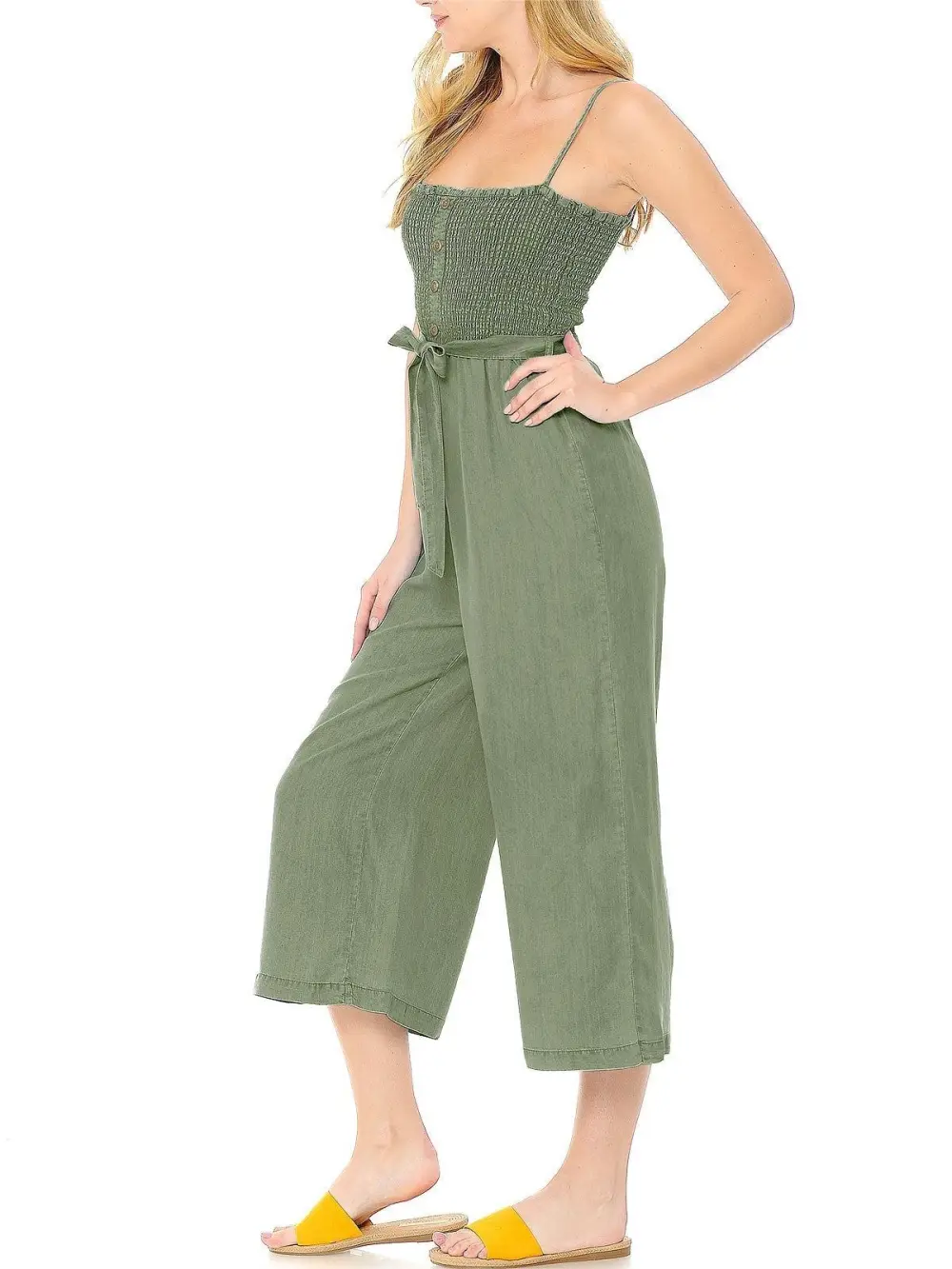 Tied Waist Culotte Jumpsuit