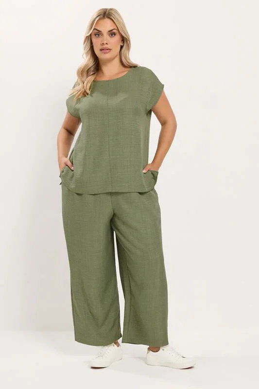 Khaki Green Seam Detail Top detail 1