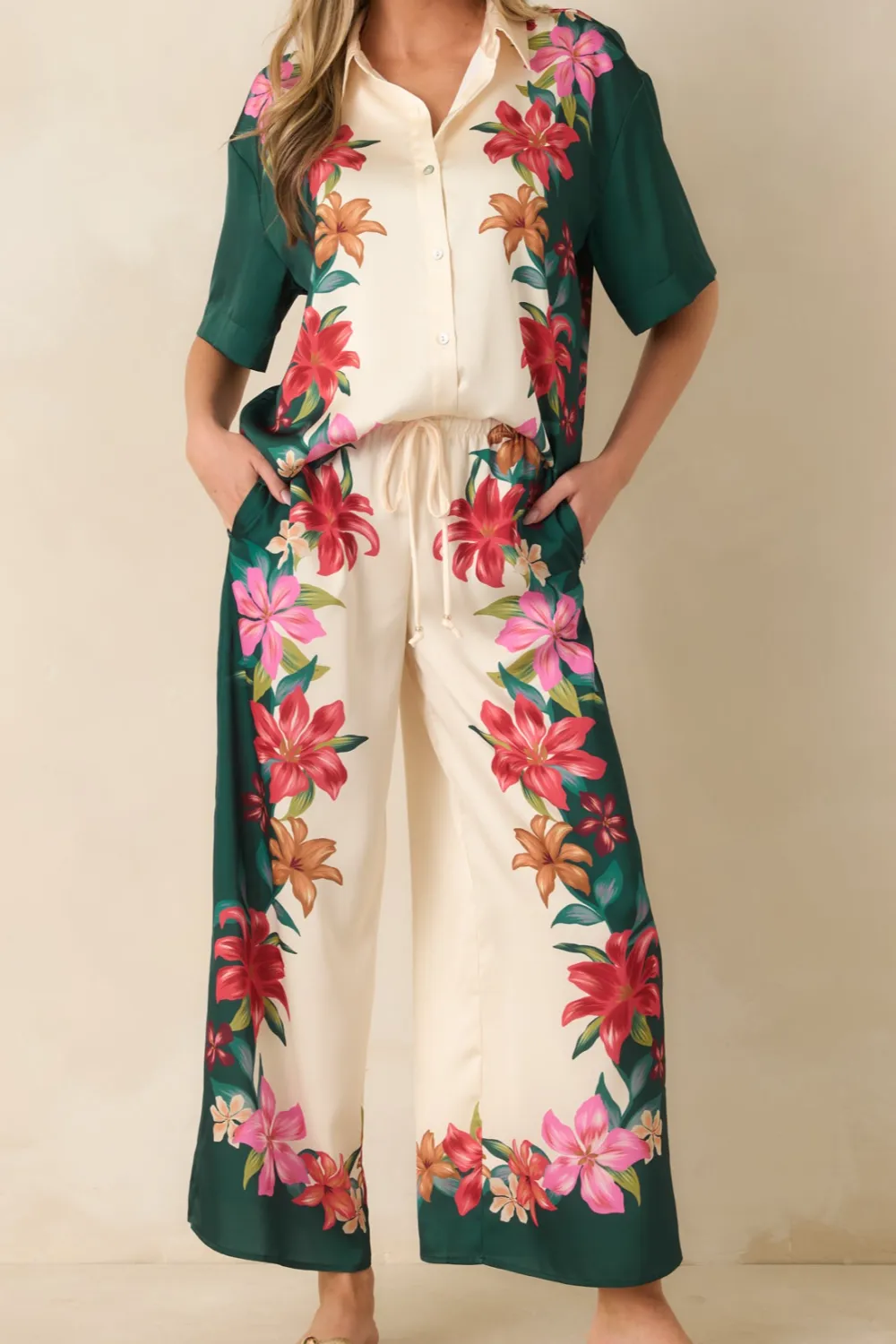 Kiwi Multicolor Floral Wide Leg Pants