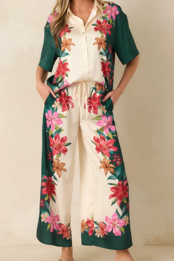 Kiwi Multicolor Floral Wide Leg Pants