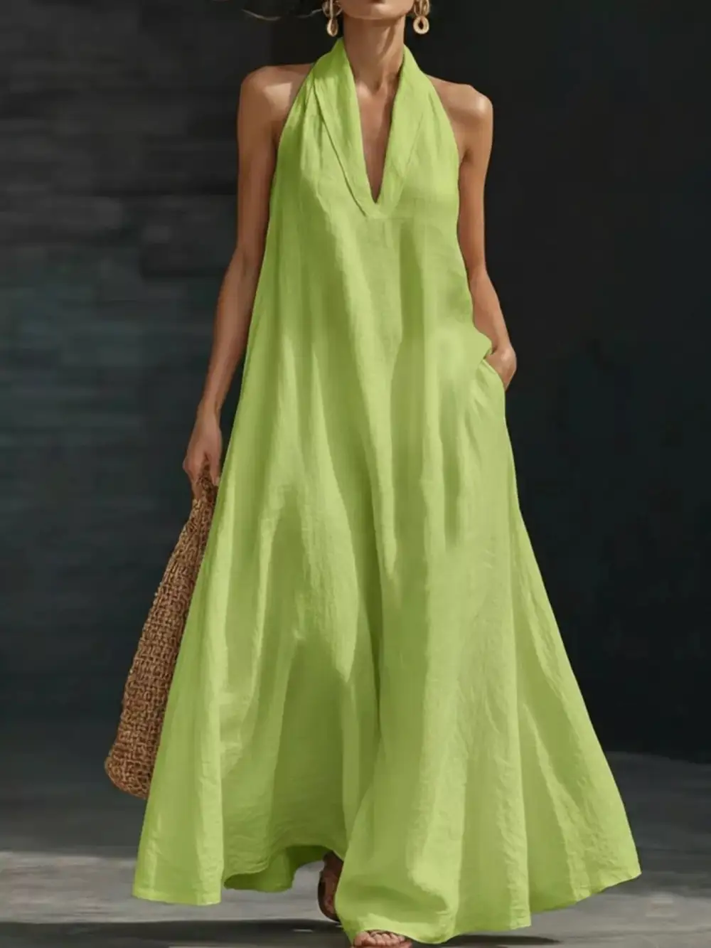 Elegant Halter Sleeveless Maxi Dress