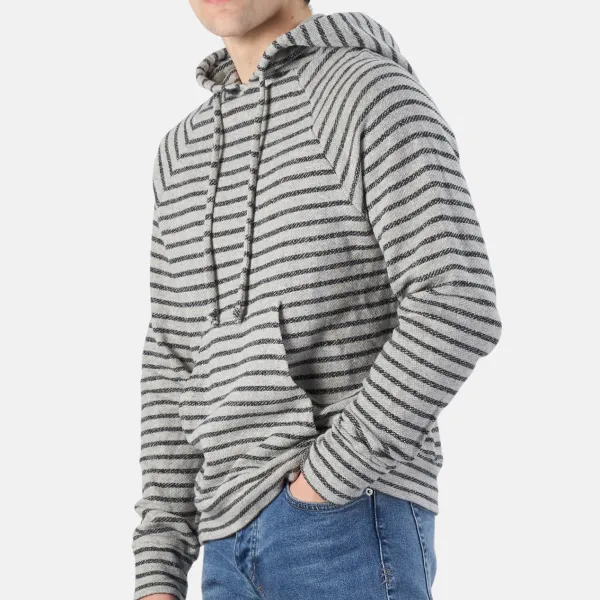 Striped Cotton Fleece Hoodie