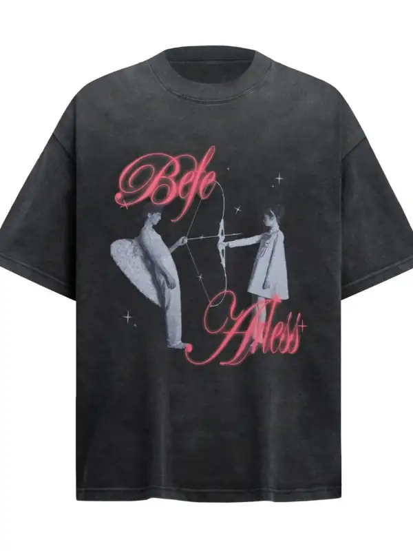 Textured Graphic Short Sleeve Crew Neck Tee