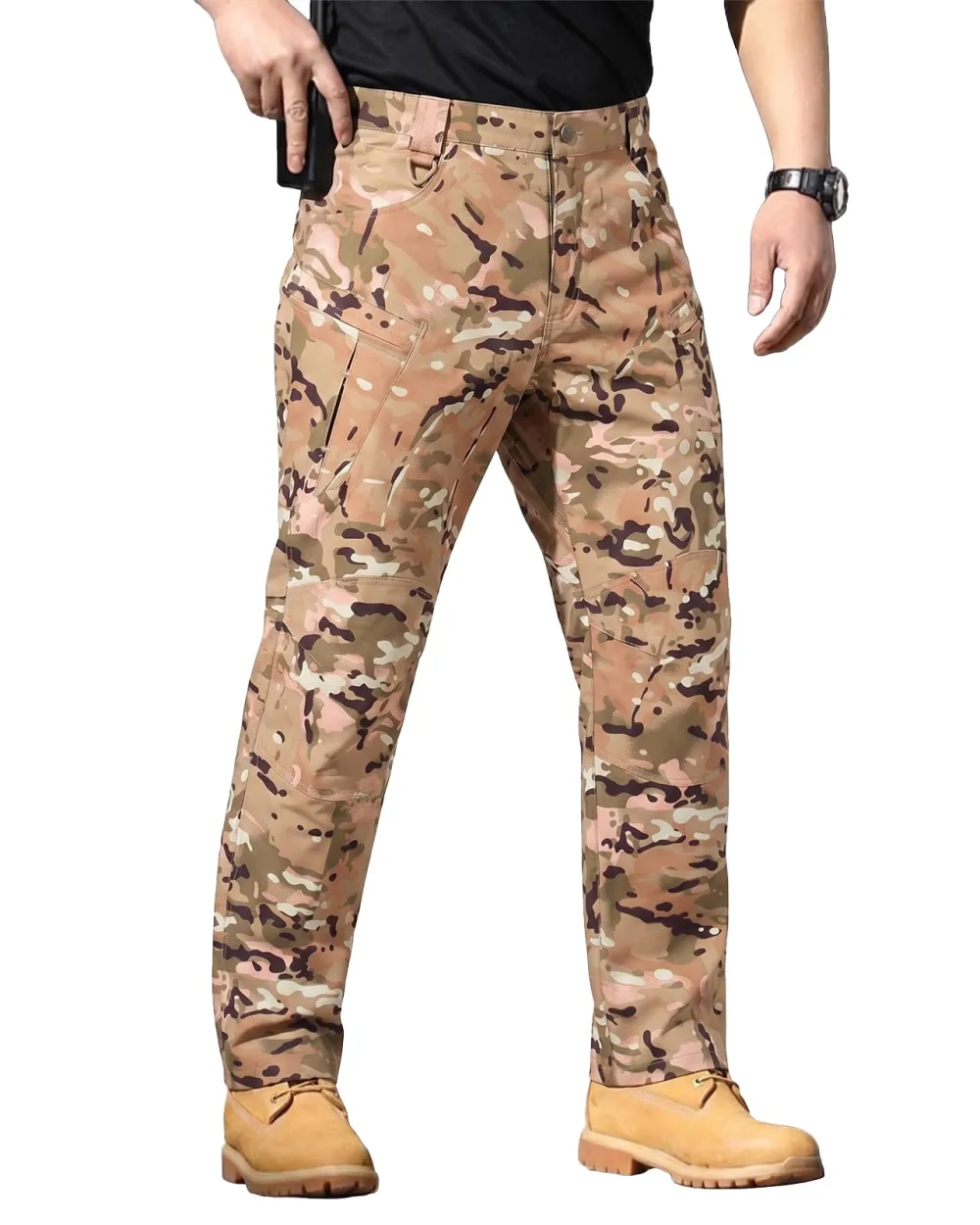 Men's Stretch Work Pants In Yellow Camouflage
