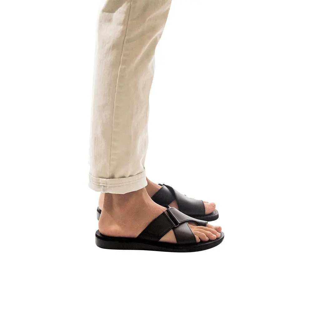 Relaxed Leather Slip On Sandals