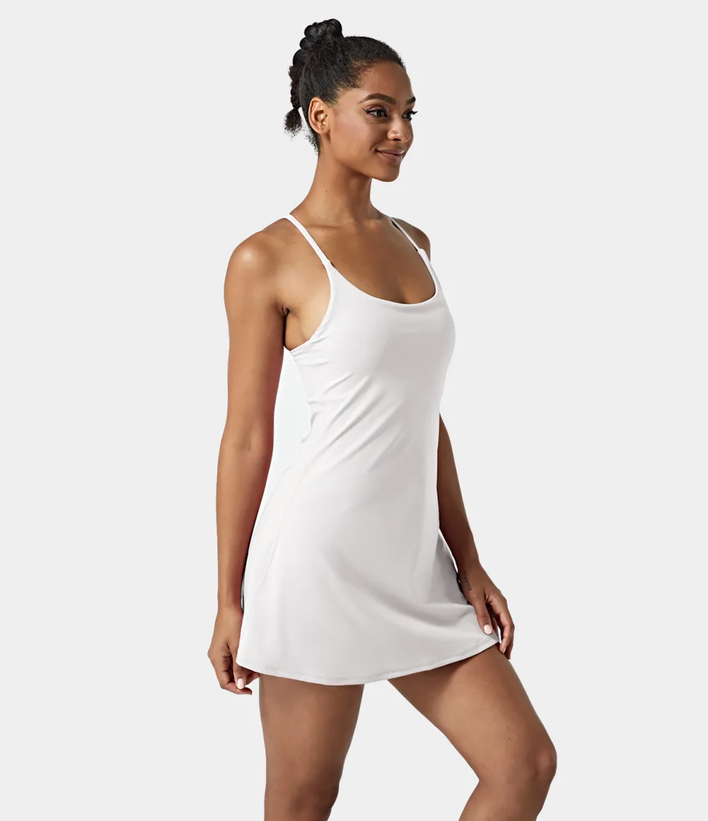 Softlyzero Airy Backless Cut Out 2-in-1 Pocket Cool Touch Mini Activity Dress