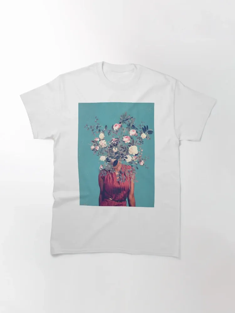 Women's Avant-Garde-Themed Floral Print Crew Neck Short-Sleeve T-Shirt