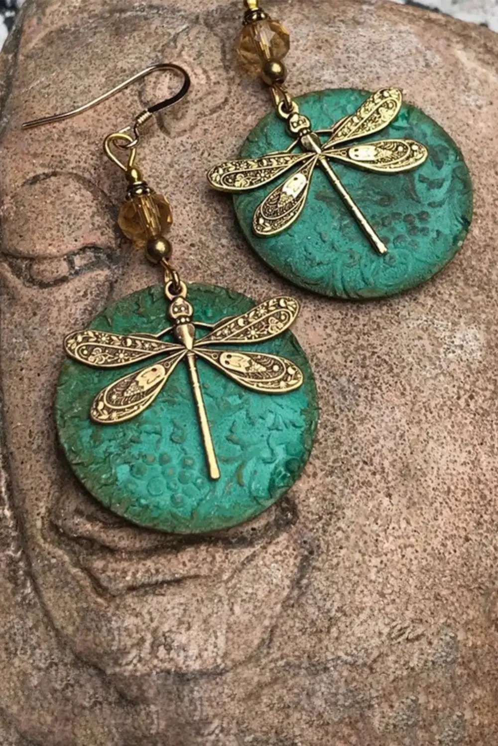 Alloy Dragonfly Circle Retro Drop Earrings