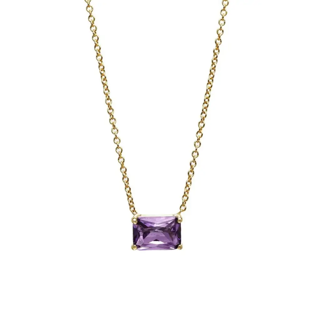 Emerald Cut Amethyst Solitaire Necklace