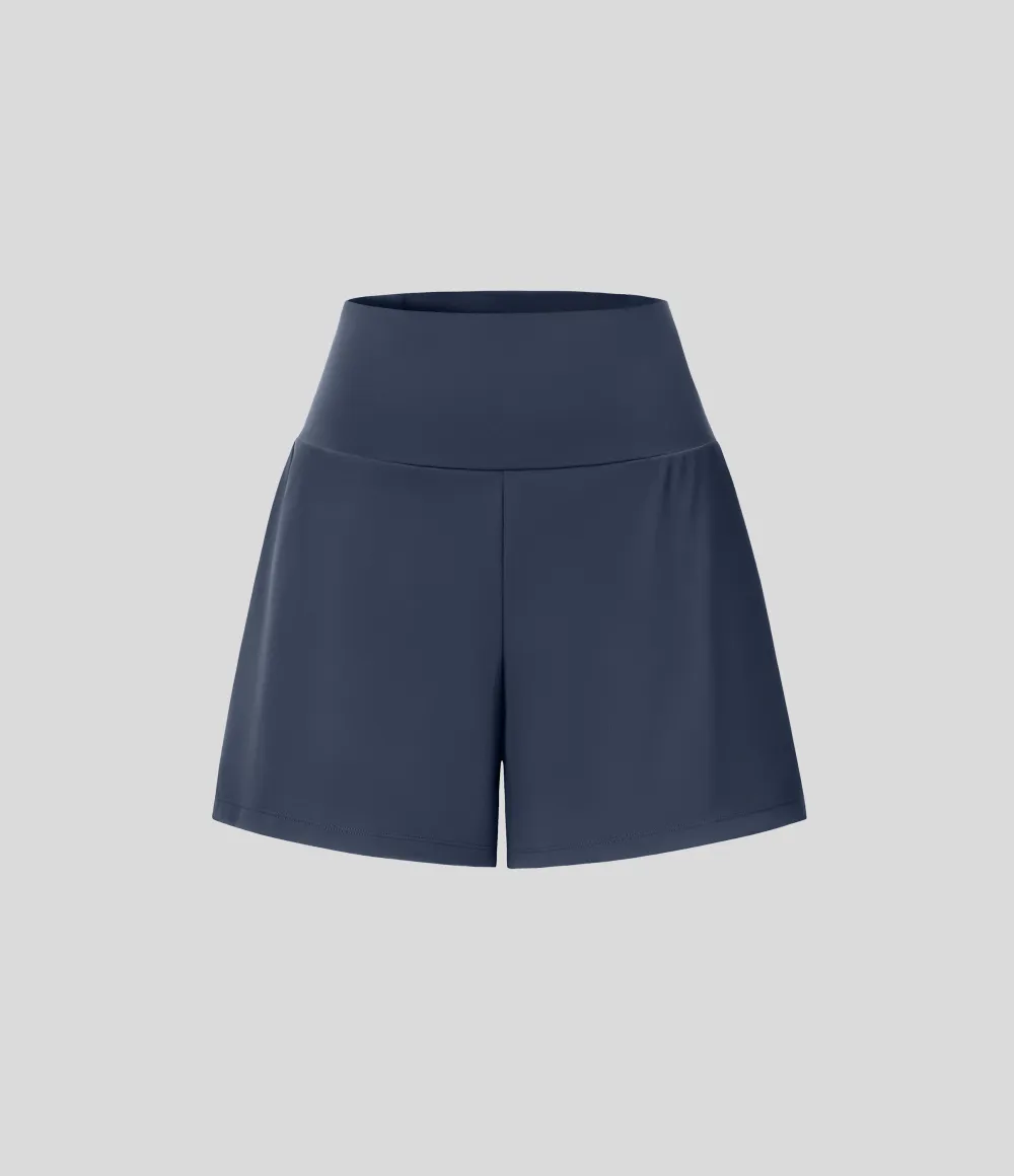 2026🔥 UK Super High Waisted Back Pocket & Side Hidden Pocket 2-in-1 Yoga Shorts