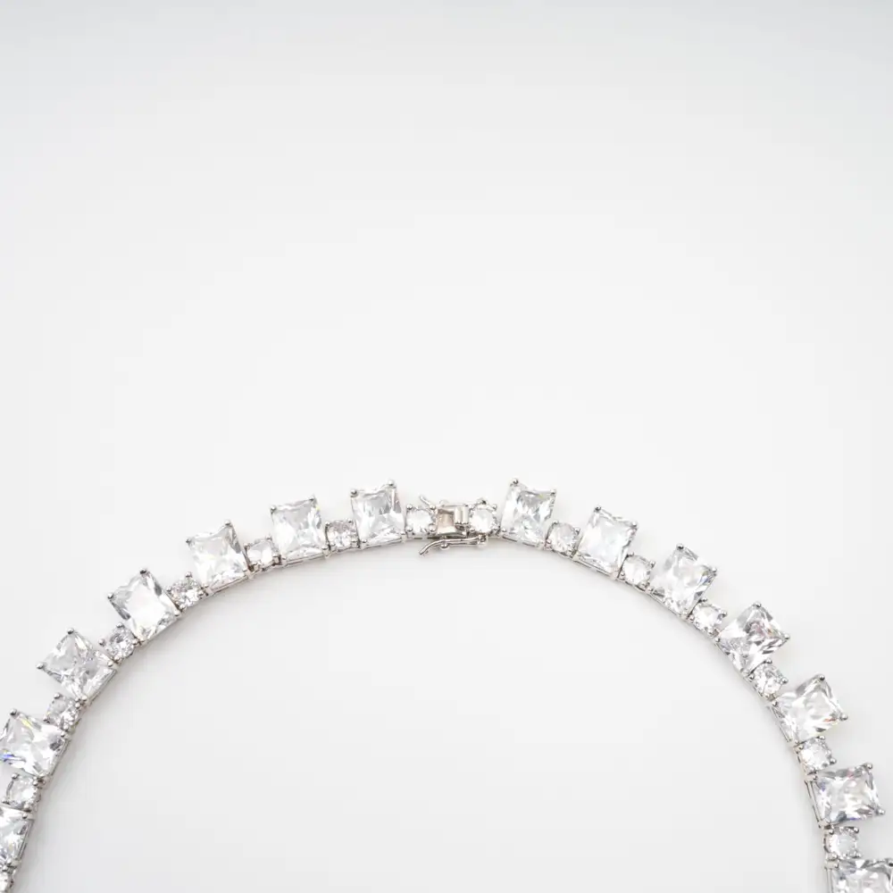 Silver Tone Crystal Embellished Necklace