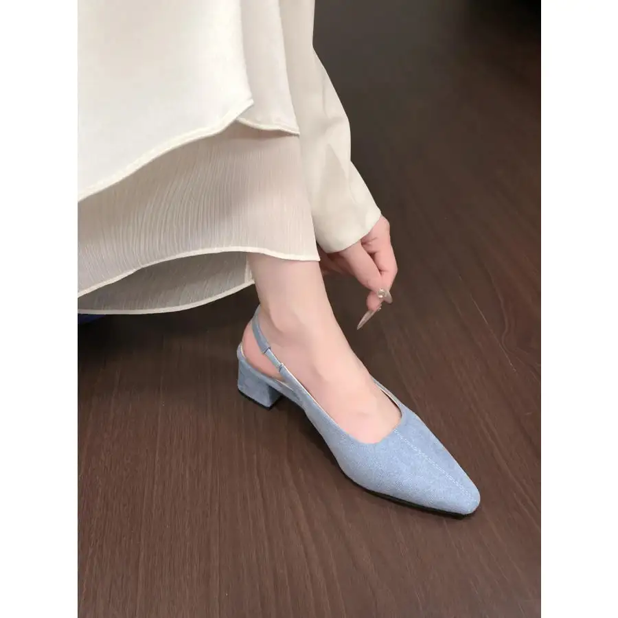 Point Toe Block Heel Pumps