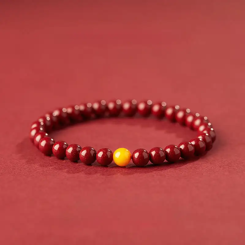 Natural Cinnabar Amber Stone Bracelet
