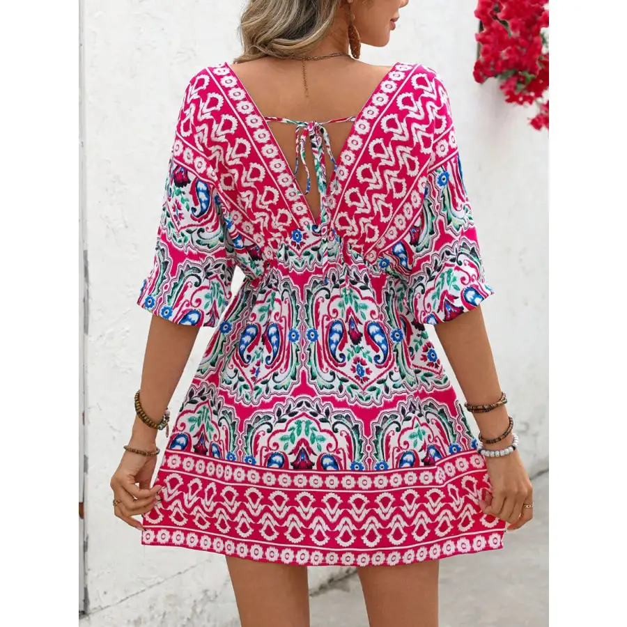 Tie Back Half Sleeve Mini Dress