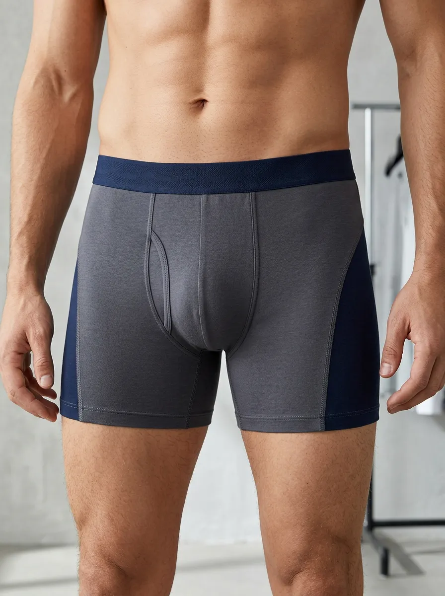 Daily Contrast-Panel Colorblock Core Style Men's Boxer Briefs