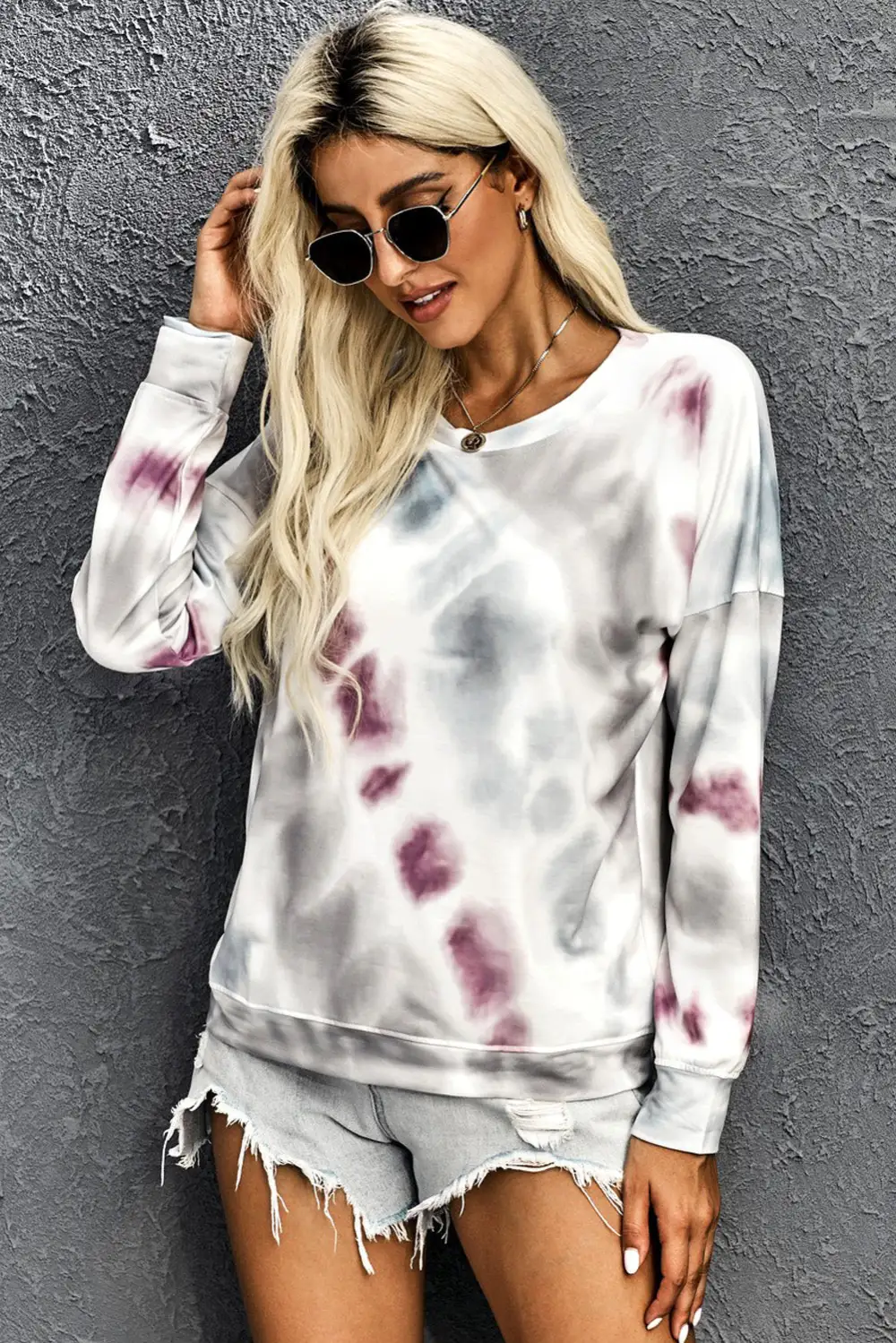 Casual Tie Dye Round Neck Sweatshirt