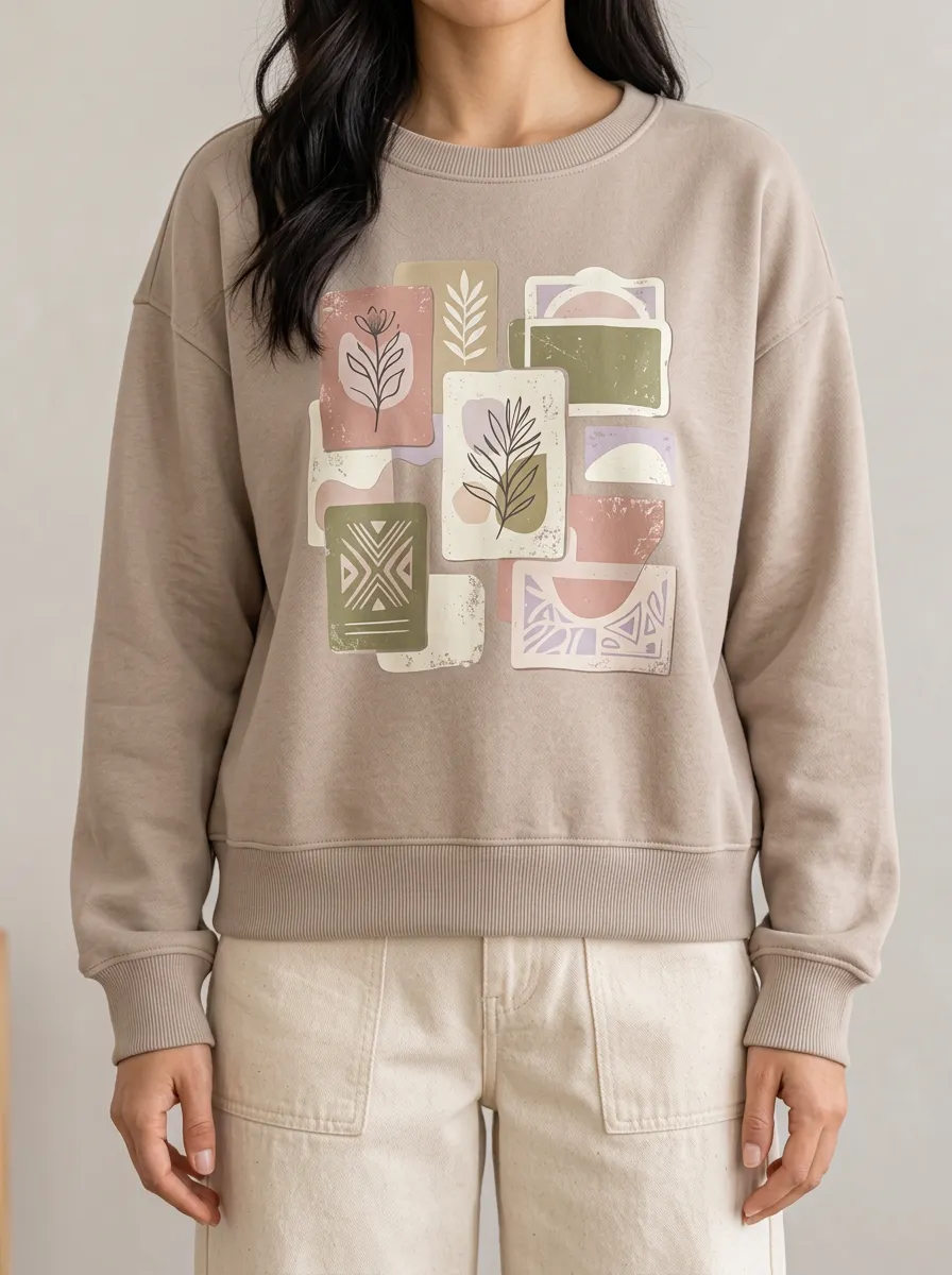Women's Botanical Abstract Gallery Statement Print Hoodie
