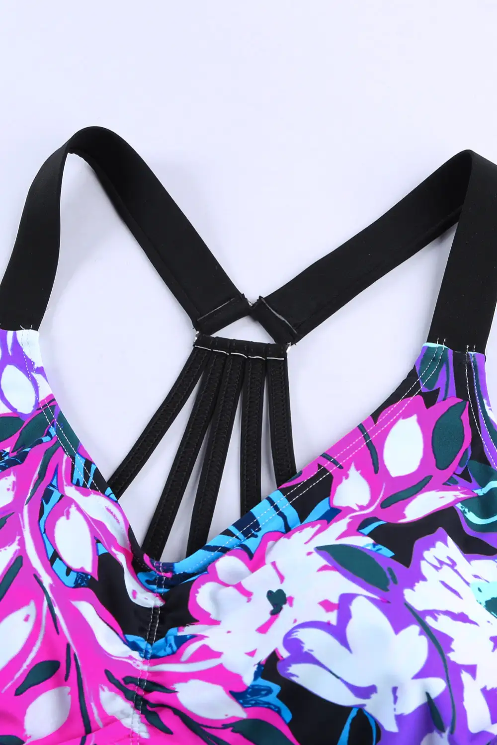 Swimwear Floral Printed Strappy Racerback Tankini Swim Top