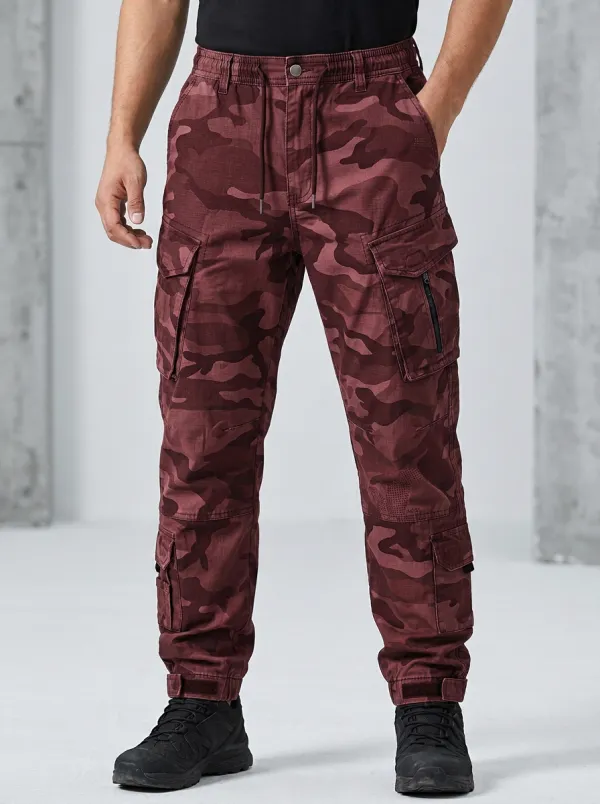 Men's Tactical Style Grey Camouflage Printed Cargo Pants