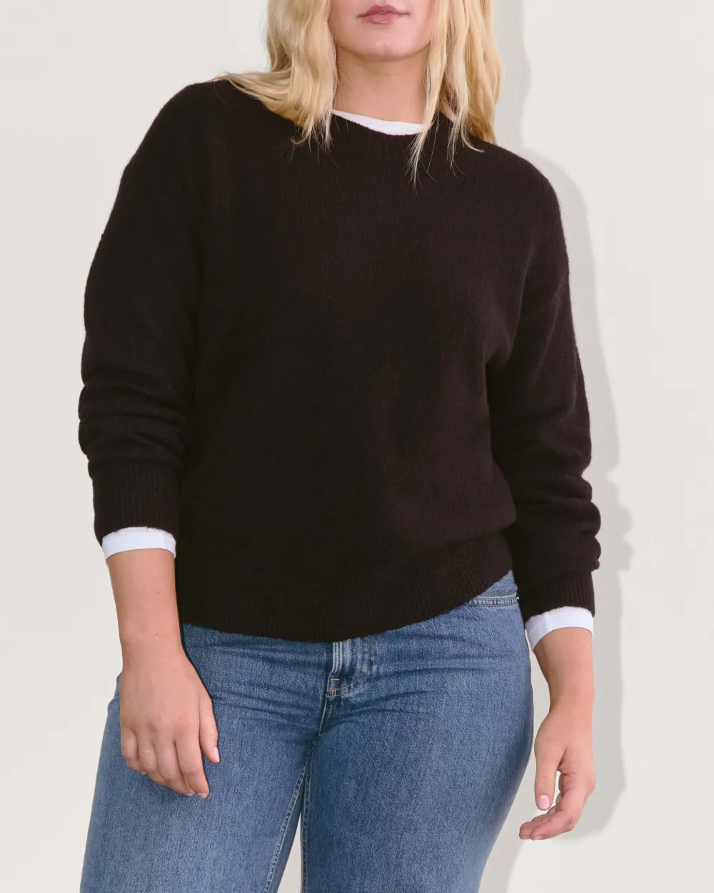 Black Ribbed Collar Knit Sweater