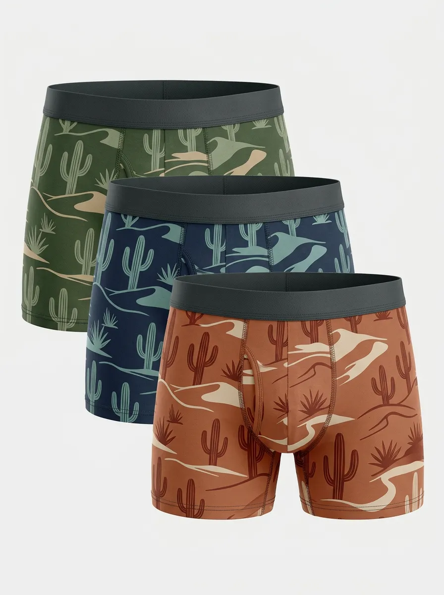 Men's Cactus Landscape Graphic Boxer Brief Set
