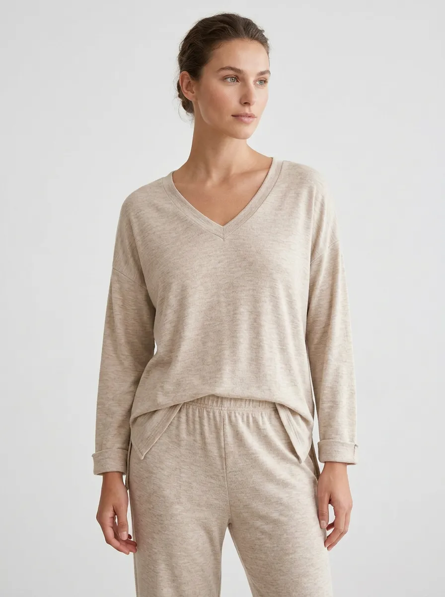 Short-Sleeve Women's V-Neck Casual Lounge Set