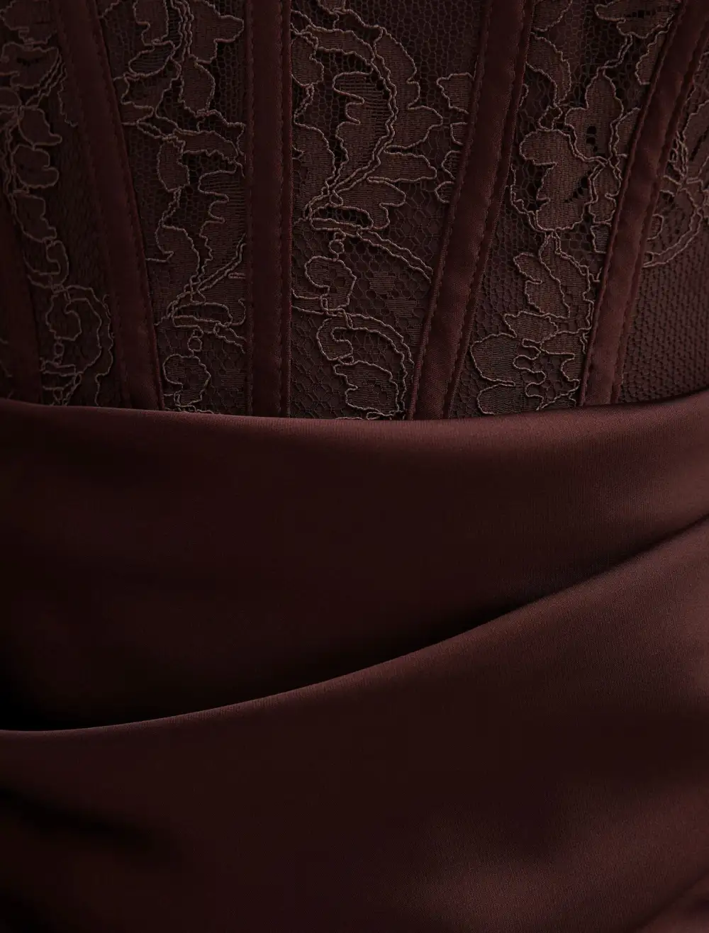 Burgundy Lace Corset Sleeveless Maxi Dress