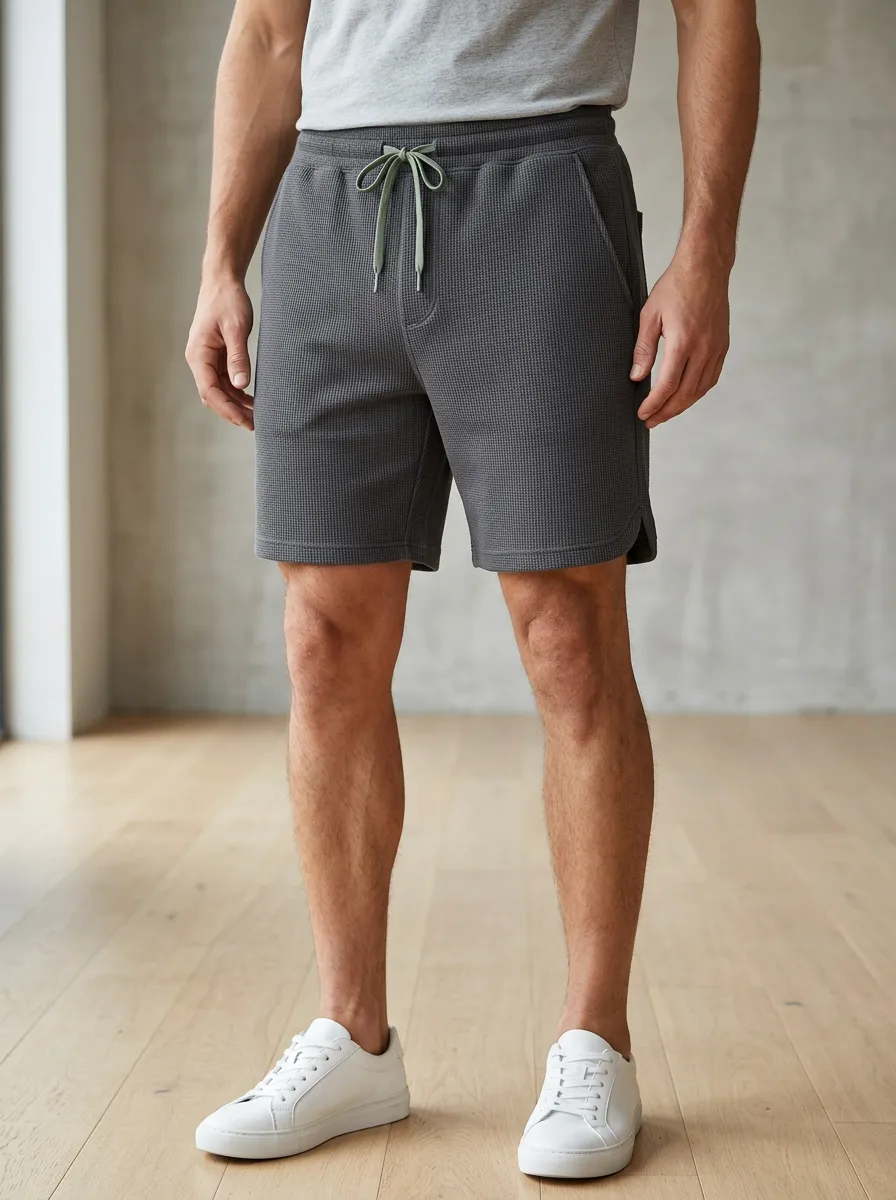 Men's Waffle Knit Drawstring Shorts Athletic