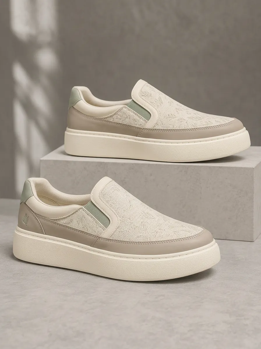 Men's Minimalist Leaf Pattern Patterned Slip-on Skate Shoes