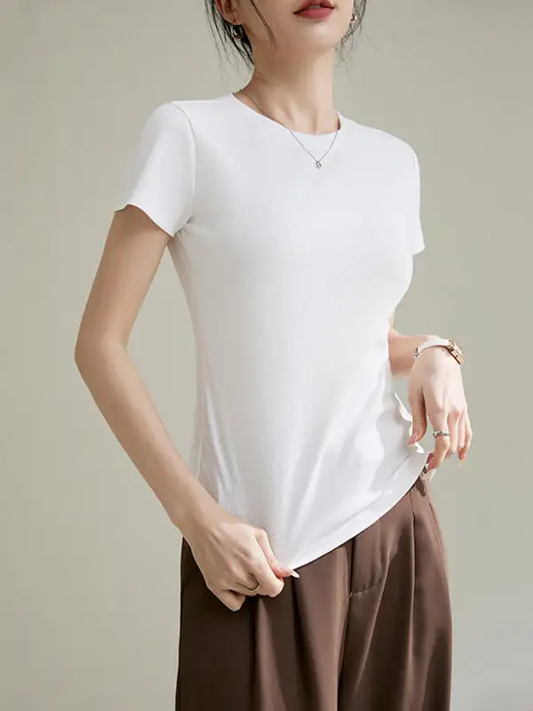 Short Sleeve Slim Fit Round Neck T-Shirt